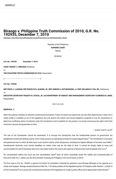 Biraogo v. Philippine Truth Commission G.R. No..